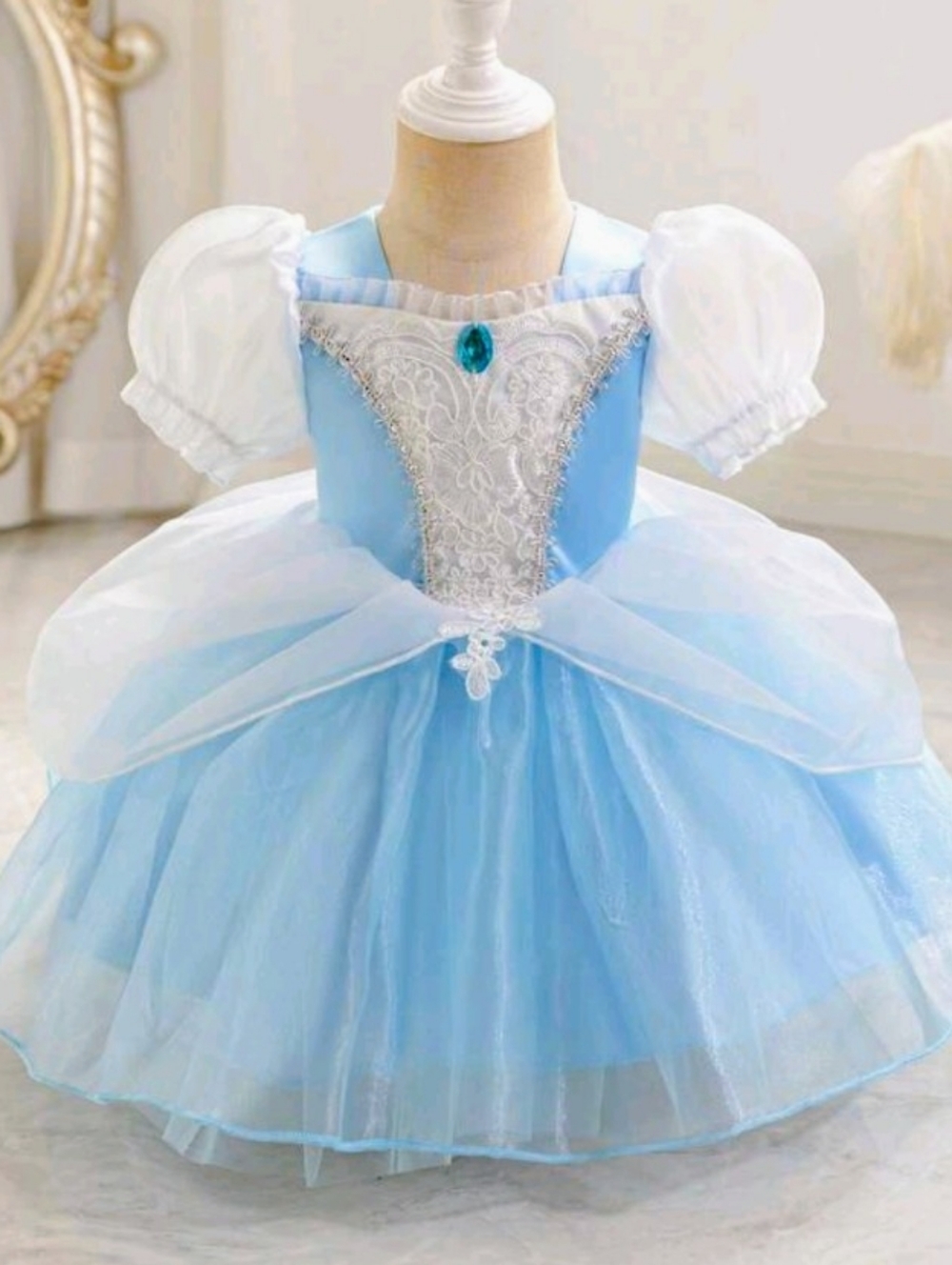 Blue Princess Tulle Dress Costume for Kids - Elegant Fairy Tale Gown